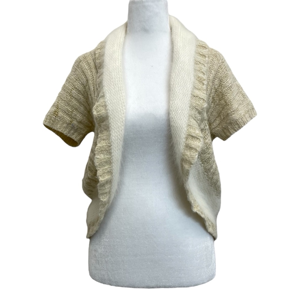 Anthropologie Sleeping on Snow Cream Angora & Wool Blend Knit Cardigan Bolero